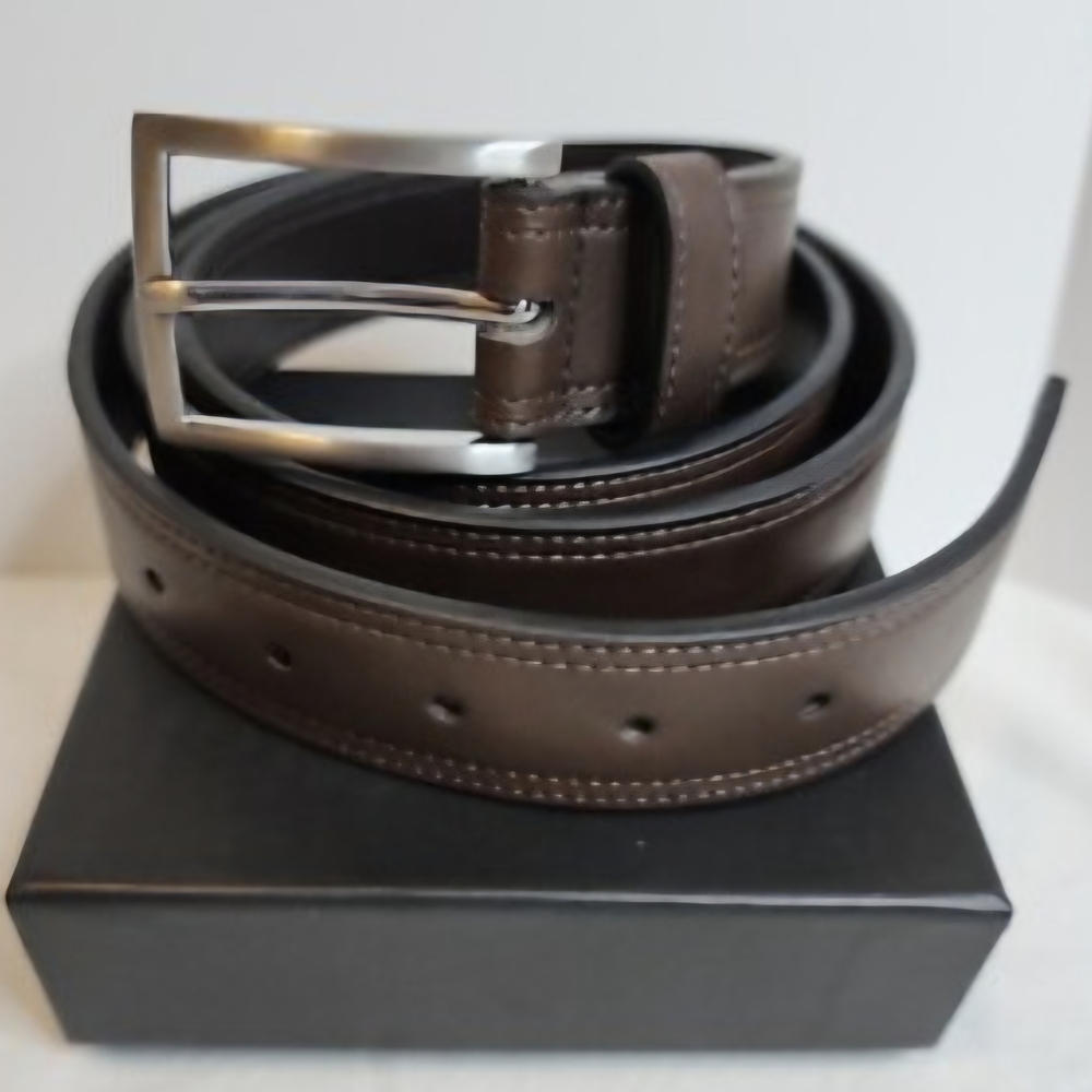 Men's Classic Brown & Black Leather Belt